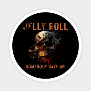 Jelly Roll "Somebody Save Me" Orange Rough Letters Skull Magnet